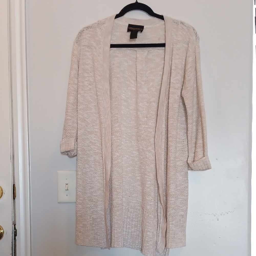 Absolutely Creative Worldwide Cream Cardigan Sweater Lightweight Knit. #130